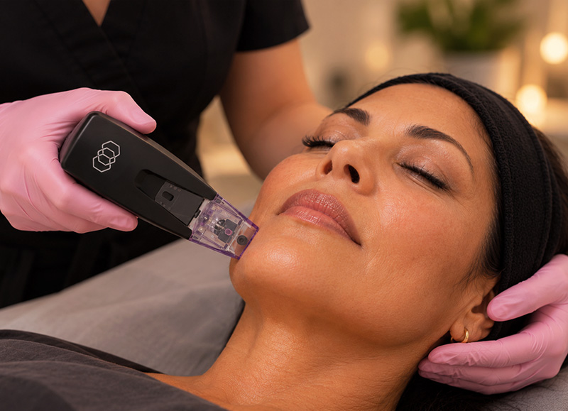 Morpheus8 treatment in Redding: a client receiving facial microneedling at Artistry Aesthetics & Wellness, a med spa in Redding, CA